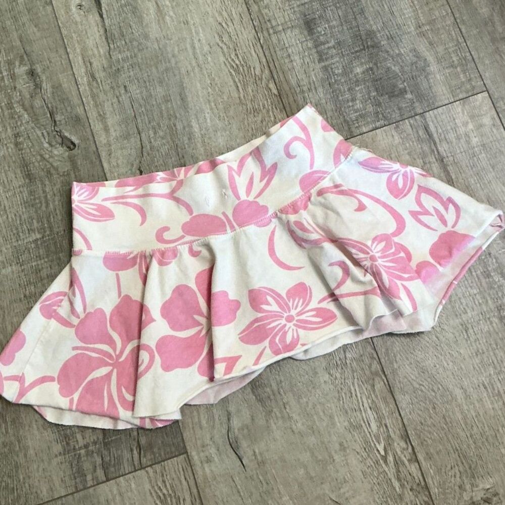 Ocean Drive Pink Hibiscus Y2K Mini Skirt Swim Cover-Up Size M